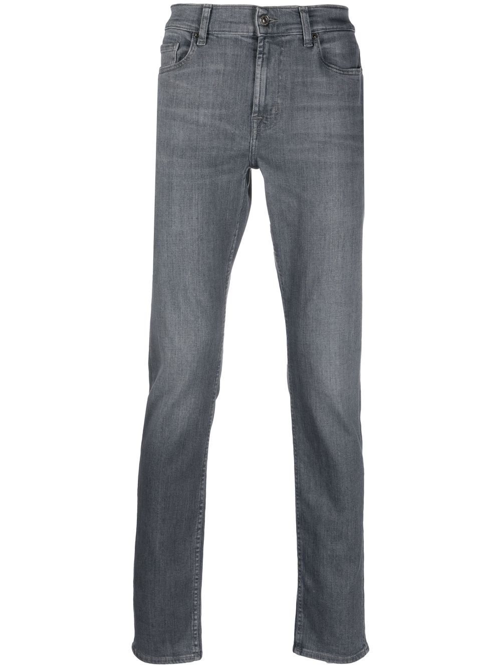 7 For All Mankind Halbhohe Slim-Fit-Jeans - Grau von 7 For All Mankind