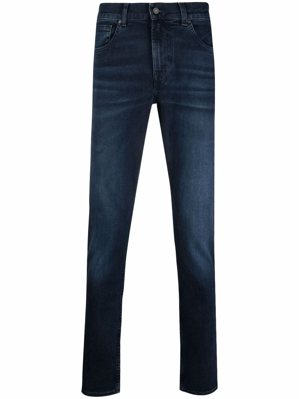 7 For All Mankind Halbhohe Straight-Leg-Jeans - Blau von 7 For All Mankind