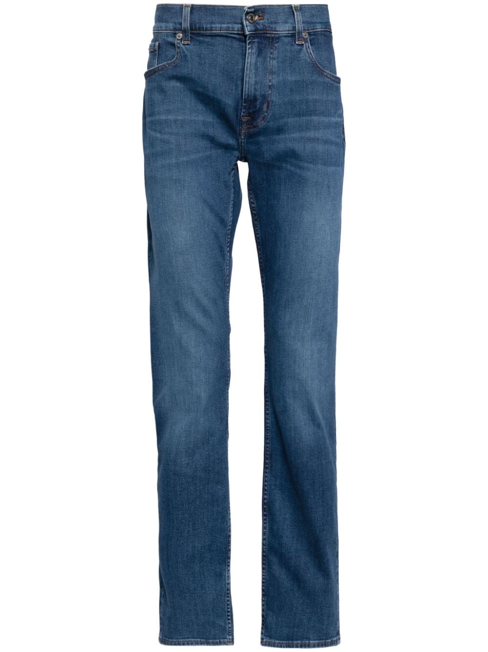 7 For All Mankind Halbhohe Tek Straight-Leg-Jeans - Blau von 7 For All Mankind