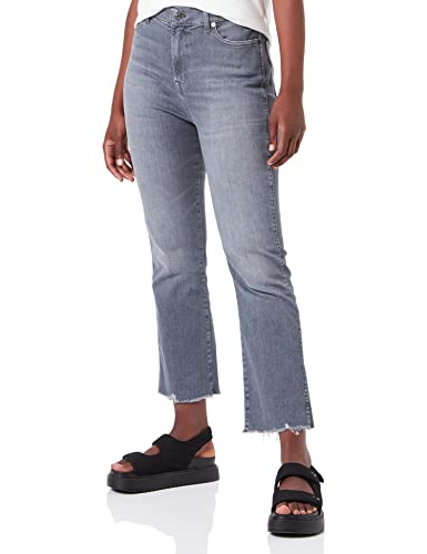 7 For All Mankind Women's HW Kick Slim Illusion with Worn Out Hem Jeans, Grey, 31W / 31L von 7 For All Mankind