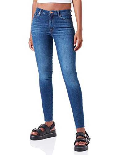 7 For All Mankind Women's HW Skinny Slim Illusion with Raw Cut Jeans, Dark Blue, 26W x 26L von 7 For All Mankind