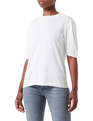 7 For All Mankind Women's Mock Neck Puff Sleeves Cotton Sweater, White, Standard von 7 For All Mankind