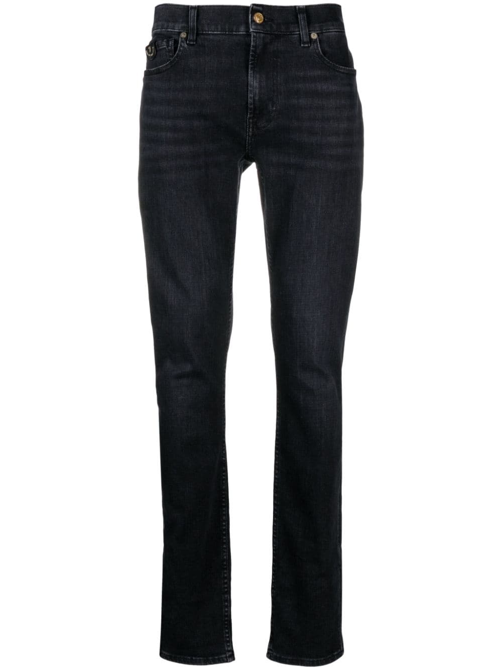 7 For All Mankind Halbhohe Skinny-Jeans - Schwarz von 7 For All Mankind