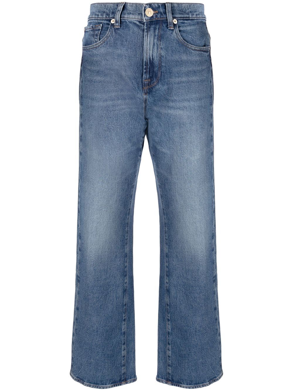 7 For All Mankind Halbhohe Straight-Leg-Jeans - Blau von 7 For All Mankind