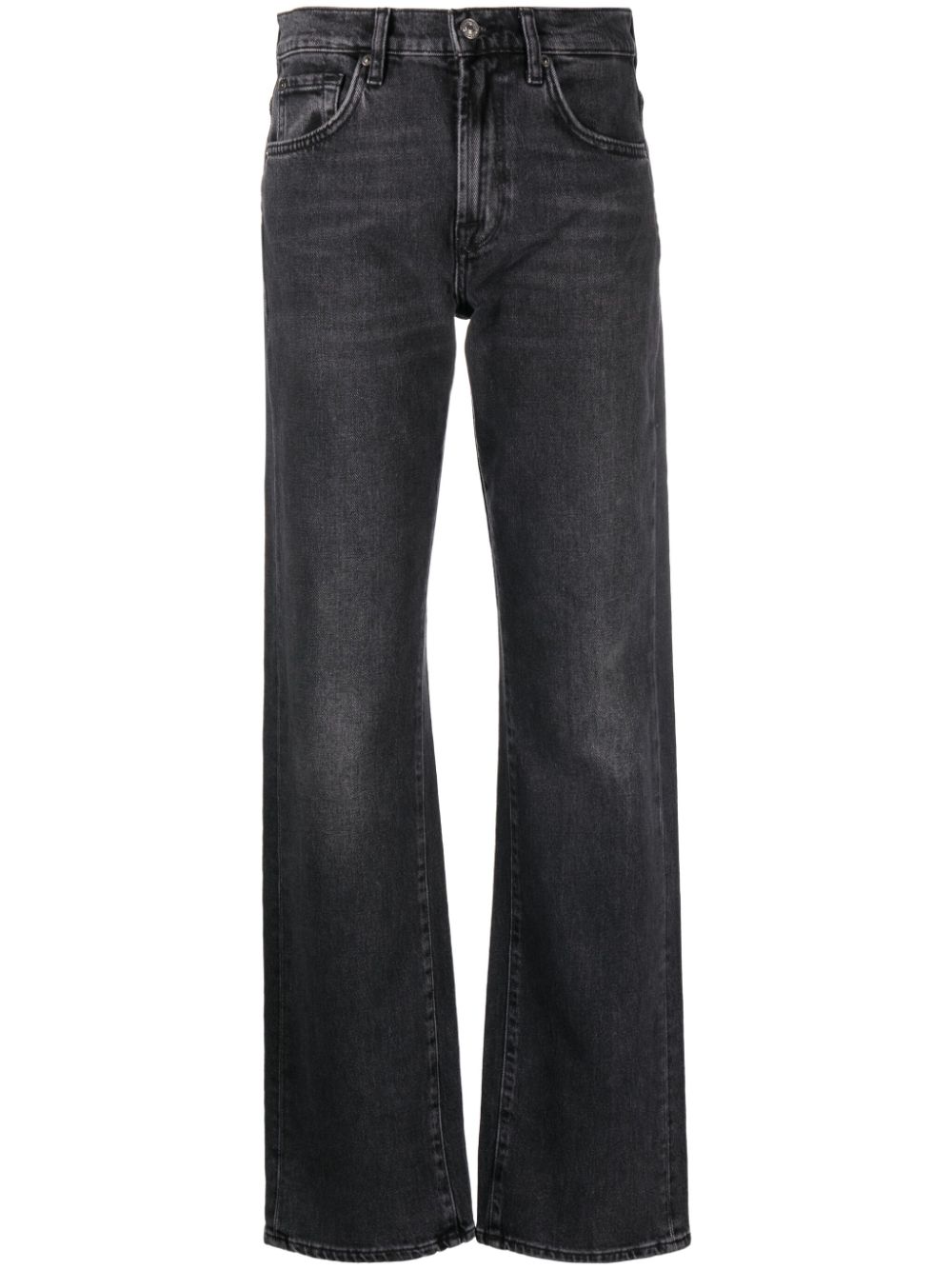 7 For All Mankind Halbhohe Straight-Leg-Jeans - Schwarz von 7 For All Mankind