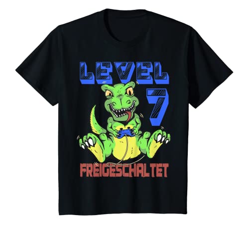 Kinder Level 7 Freigeschaltet Gaming 7 Jahre Gamer Siebenjährige T-Shirt von 7 Jahre Geburtstagsgeschenk Gaming Geburtstag