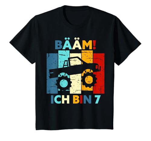 Bääm! Ich bin 7 Jahre 7. Geburtstag Junge Auto Jungs Sieben T-Shirt von 7 Jahre Junge Geschenke
