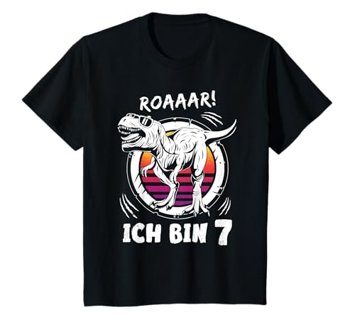 7 Geburtstag Junge Mädchen Dinosaurier Ich Bin 7 Jahre Dino T-Shirt von 7 Jahre Junge Mädchen Geschenke Dinosaurier Dino