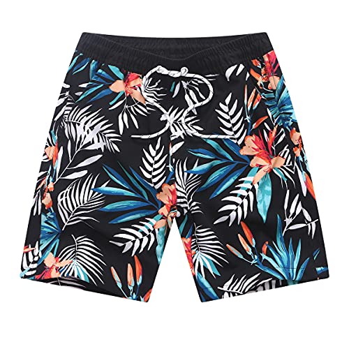 7-Mi Jungen Badehose Kinder Badeshorts Schwimmhose für Strand Schnelltrocknend Badeanzug Blau Boardshorts Sommer zugschnur schwimm-Slips 6-9 Jahre Sport Strandhose Hawaii von 7-Mi