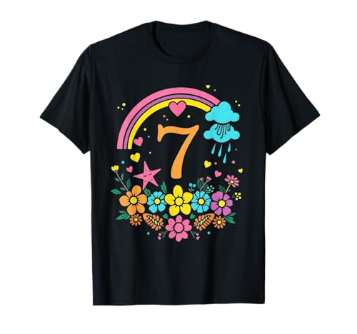 Kinder 7 Jahre Mädchen Regenbogen Sieben Geburtstag Geschenk T-Shirt Kinder 7 Jahre Mädchen Regenbogen Sieben Geburtstag Geschenk T-Shirt von 7 Year Birthday Gifts Idea Design Clothing Experts