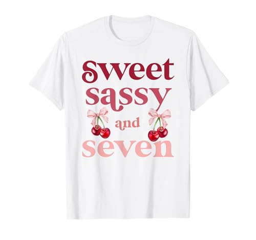 7. Geburtstag Mädchen Sweet Sassy and Seven 7 Years Old Cherry T-Shirt 7. Geburtstag Mädchen Sweet Sassy and Seven 7 Years Old Cherry T-Shirt von 7 Year Old Girl Birthday Gift Sweet Cherry Bow