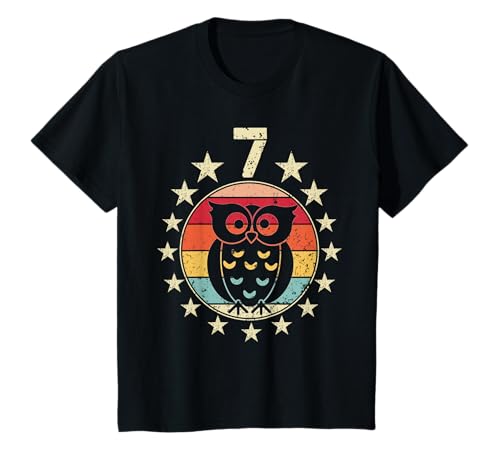 Kinder Eule Geburtstag 7 Jahre alt Junge Mädchen Eule 7. Geburtstag T-Shirt von 7 Years Old Birthday Owl Lovers