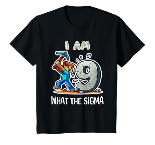 Kinder 9 Years Old Sigma Pixel Art Mining Gamer Geburtstag T-Shirt von 7 Years Old Pixel Boys Funny 7th Birthday Gift