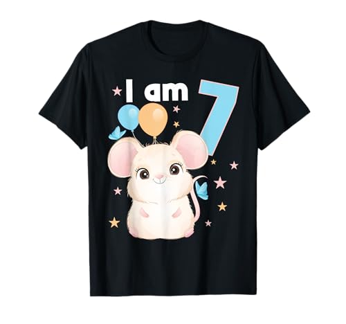 7 Jahre alt 7 Geburtstag Outfit Junge Mädchen Mäuse Maus T-Shirt von 7 years old 7th birthday Mice Mouse