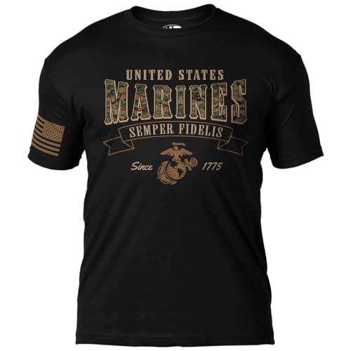 7.62 DESIGN U.S. Marine Corps MARPAT Arched Semper Fi Herren-T-Shirt, Schwarz, Schwarz, Mittel von 7.62 Design