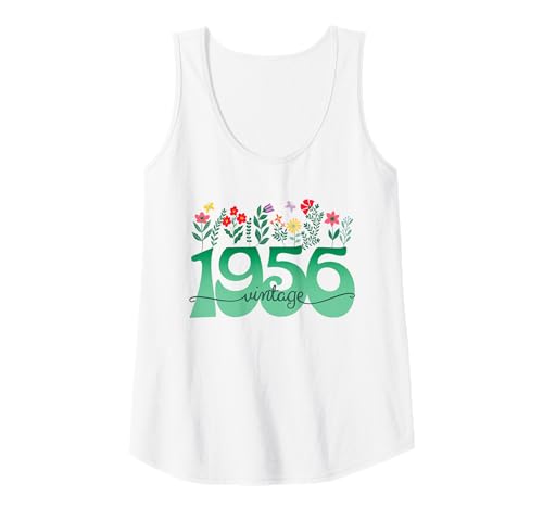 Damen Vintage 70 Jahre Jahrgang 1956 Blumen Geburtstag Frauen Tank Top von 70 Jahre Frau Geburtstag Jahrgang 1956 Ideen