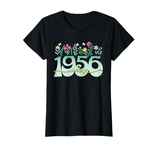 Vintage 70 Jahre Jahrgang 1956 Blumen Geburtstag Frauen T-Shirt von 70 Jahre Frau Geburtstag Jahrgang 1956 Ideen