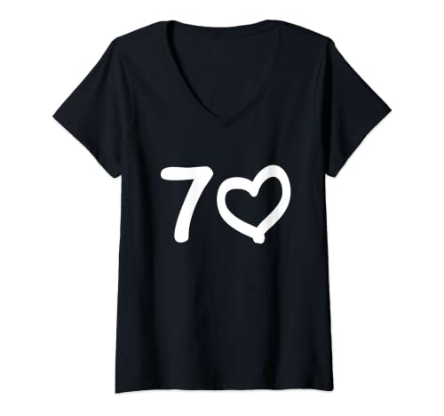 Damen 70. Geburtstag 70 Jahre Jubiläum Herz Motiv Jahrgang 1952 T-Shirt mit V-Ausschnitt Damen 70. Geburtstag 70 Jahre Jubiläum Herz Motiv Jahrgang 1952 T-Shirt mit V-Ausschnitt von 70 Jahre Geburtstag Siebzig Herz Design