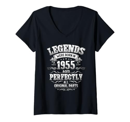 Damen 70. Geburtstag Mann Frau 70 Jahre Vintage 1955 Deko Lustig T-Shirt mit V-Ausschnitt Damen 70. Geburtstag Mann Frau 70 Jahre Vintage 1955 Deko Lustig T-Shirt mit V-Ausschnitt von 70 Jahre Mann Frau Damen Herren Geburtstag