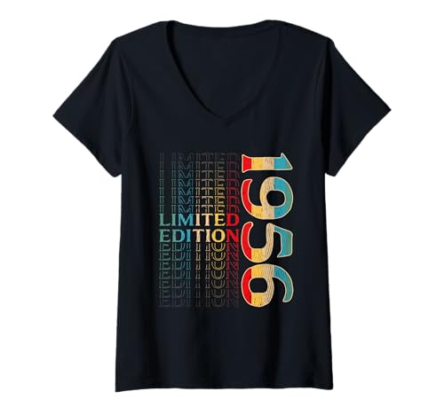 Damen 70. Geburtstag Mann Frau 70 Jahre Vintage 1956 Deko Lustig T-Shirt mit V-Ausschnitt Damen 70. Geburtstag Mann Frau 70 Jahre Vintage 1956 Deko Lustig T-Shirt mit V-Ausschnitt von 70 Jahre Mann Frau Damen Herren Geburtstag