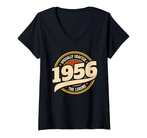 Damen Vintage 70 Jahre Jahrgang 1956 Legende Geburtstag Männer T-Shirt mit V-Ausschnitt Damen Vintage 70 Jahre Jahrgang 1956 Legende Geburtstag Männer T-Shirt mit V-Ausschnitt von 70 Jahre Mann Geburtstag Jahrgang 1956 Ideen