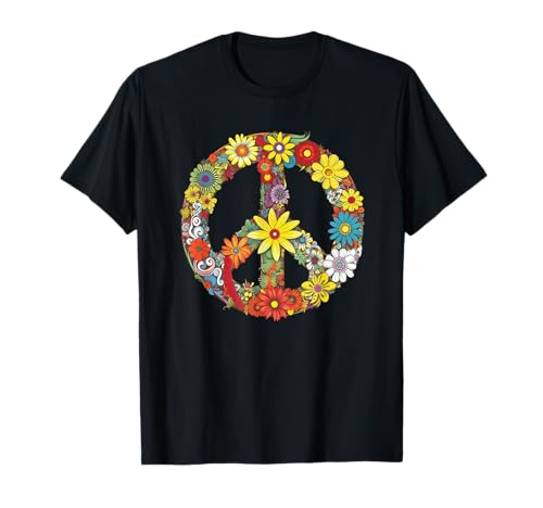 Peace 70er Jahre Bekleidung Herren Damen 60er Hippie T-Shirt von 70 Jahre Outfit Herren 70er Peace Design