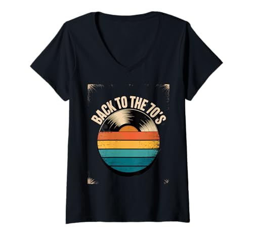 Damen Back to The 70s | 70er Jahre Outfit Retro Party Karneval T-Shirt mit V-Ausschnitt von 70 er Jahre MottoParty Fasching Geschenkideen