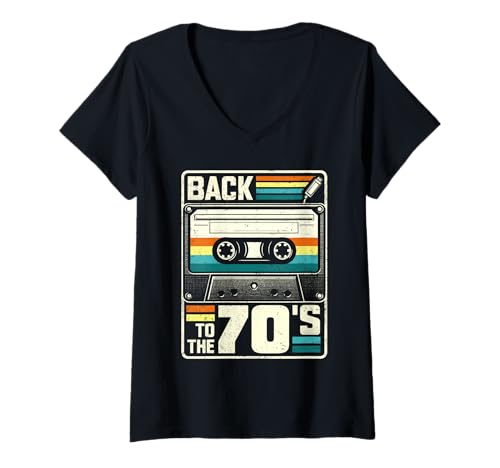 Damen 70er Jahre Outfit | Back to the 70s Retro Party Karneval T-Shirt mit V-Ausschnitt Damen 70er Jahre Outfit | Back to the 70s Retro Party Karneval T-Shirt mit V-Ausschnitt von 70 er Jahre MottoParty Geschenkideen Fasching
