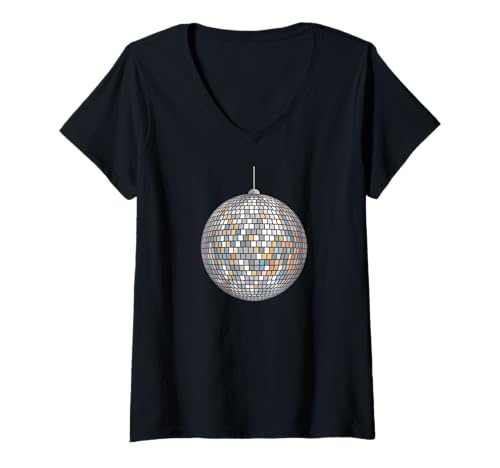 Damen Discokugel Musikliebhaber 70er 80er Jahre Vibe Party Musik Tanzen T-Shirt mit V-Ausschnitt Damen Discokugel Musikliebhaber 70er 80er Jahre Vibe Party Musik Tanzen T-Shirt mit V-Ausschnitt von 70's 80's Vibe Disco Ball Tee