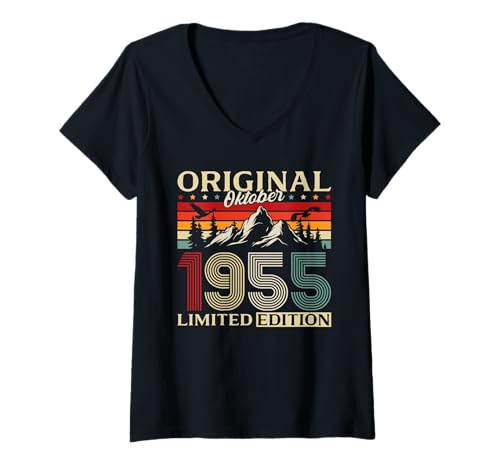 Damen 70. Geburtstag Mann Geschenk Original Oktober 1955 T-Shirt mit V-Ausschnitt Damen 70. Geburtstag Mann Geschenk Original Oktober 1955 T-Shirt mit V-Ausschnitt von 70. Geburtstag Geschenk Original Oktober 1955