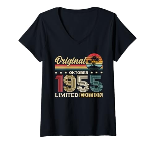 Damen 70. Geburtstag Mann Geschenk Original Oktober 1955 T-Shirt mit V-Ausschnitt Damen 70. Geburtstag Mann Geschenk Original Oktober 1955 T-Shirt mit V-Ausschnitt von 70. Geburtstag Geschenk Original Oktober 1955