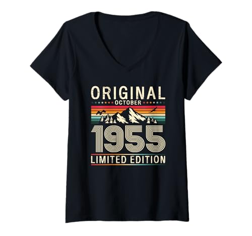 Damen 70. Geburtstag Mann Geschenk Original Oktober 1955 T-Shirt mit V-Ausschnitt Damen 70. Geburtstag Mann Geschenk Original Oktober 1955 T-Shirt mit V-Ausschnitt von 70. Geburtstag Geschenk Original Oktober 1955