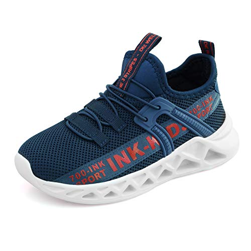 700-INK Sportschuhe Jungen Turnschuhe Kinder Laufschuhe Atmungsaktiv Sneakers Running StraßEnlaufschuhe Outdoor Kinderschuhe Leicht Blau Etikett Größe 30 = 30EU von 700-INK