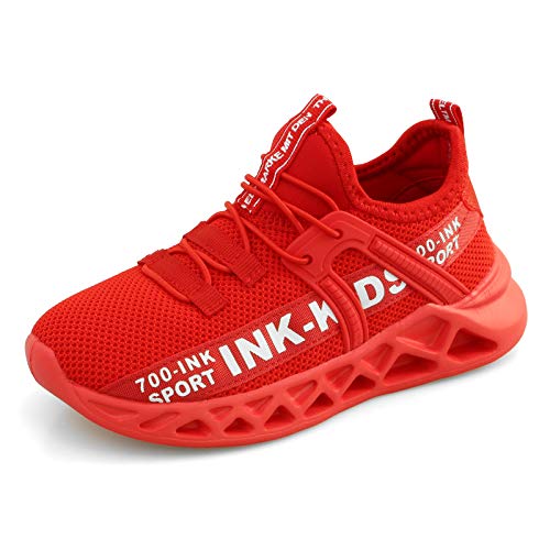 700-INK Sportschuhe Jungen Turnschuhe Kinder Laufschuhe Atmungsaktiv Sneakers Running StraßEnlaufschuhe Outdoor Kinderschuhe Leicht Rot EU28 von 700-INK