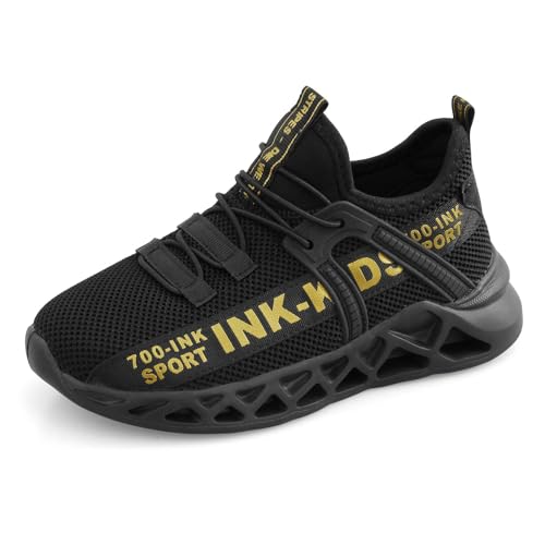 700-INK Sportschuhe Jungen Turnschuhe Kinder Laufschuhe Atmungsaktiv Sneakers Running StraßEnlaufschuhe Outdoor Kinderschuhe Leicht Schwarz Etikett Größe 35 = 35EU von 700-INK