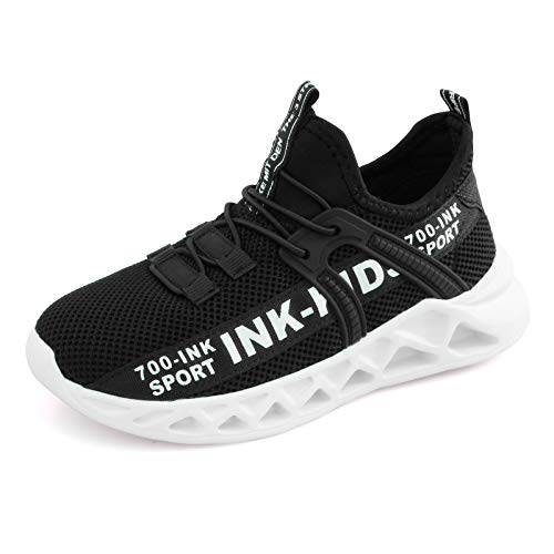 700-INK Sportschuhe Jungen Turnschuhe Kinder Laufschuhe Atmungsaktiv Sneakers Running StraßEnlaufschuhe Outdoor Kinderschuhe Leicht Schwarz Weiß EU35 von 700-INK