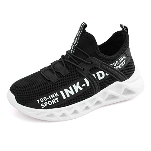 700-INK Sportschuhe Jungen Turnschuhe Kinder Laufschuhe Atmungsaktiv Sneakers Running StraßEnlaufschuhe Outdoor Kinderschuhe Leicht Schwarz Weiß Etikett Größe 32 = 32EU von 700-INK