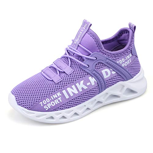 700-INK Sportschuhe Mädchen Turnschuhe Kinder Laufschuhe Atmungsaktiv Sneakers Running StraßEnlaufschuhe Outdoor Kinderschuhe Leicht Violett Etikett Größe 37 = 37EU von 700-INK