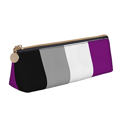 702 Federtasche Asexuelle Stolzflagge LGBTQ Bleistift Beutel Erweiterbar Stiftetasche Tragbar Federmäppchen Für Mädchen Damen College-Studenten von 702