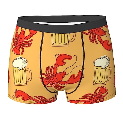 702 Männer Unterhosen Bier- Und Langustenmuster Unterwäsche Short Bequeme Men Retroshorts Hautfreundlich Retroshorts Boxer Für Geschenk, Mann, Vater L von 702