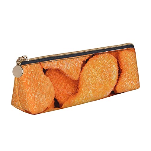 702 Pencil Case Lustiges Fried Chicken Nuggets-Muster Bleistiftetui Erweiterbar Stifthalter Stylisches Bleistift Beutel Für Mädchen Teenager Erwachsene von 702