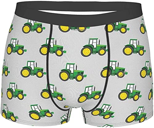 702 Unterhosen Männer Grüne Traktoren Auf Grau Unterwäsche Herren Soft Retroshorts Boxer Mikrofaser Boxershorts Men Für Mann, Ehemann, Junge M von 702
