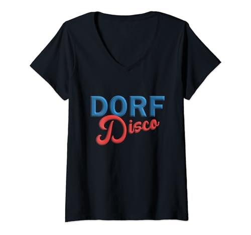Damen Dorfdisco Dorfdisko das nostalgische 70er 80er Retro Kult T-Shirt mit V-Ausschnitt Damen Dorfdisco Dorfdisko das nostalgische 70er 80er Retro Kult T-Shirt mit V-Ausschnitt von 70er 80er Jahre Kult Dorfdisco Dorfdisko