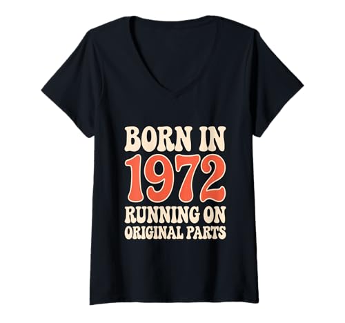 Damen 70er Jahre Musikliebhaber Lustige Vintage Birthday 1972 T-Shirt mit V-Ausschnitt von 70er Jahre Geburtstag Outfit Männer & Frauen