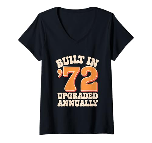 Damen Birthday Lustige Vintage 70er Geburtstagsfeier 1972 T-Shirt mit V-Ausschnitt von 70er Jahre Geburtstag Outfit Männer & Frauen