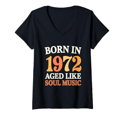 Damen Retro 70s Dads Birthday Vintage Celebration 1972 T-Shirt mit V-Ausschnitt von 70er Jahre Geburtstag Outfit Männer & Frauen