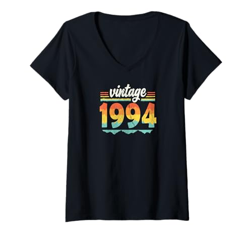 Damen Vintage 1994 Retro Geburtstagsjahr Geschenkidee T-Shirt mit V-Ausschnitt Damen Vintage 1994 Retro Geburtstagsjahr Geschenkidee T-Shirt mit V-Ausschnitt von 70er Jahre Retro Geschenke für Geburtstag