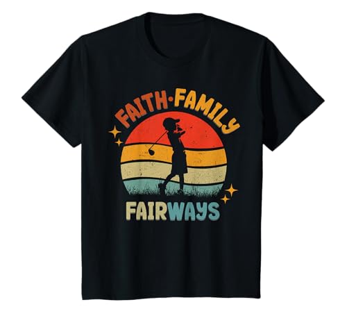 Kinder Faith Family Fairways Christian Golf Retro Boy Golfen Jesus T-Shirt von 70s Vintage Christian Golfer Designs for Boys