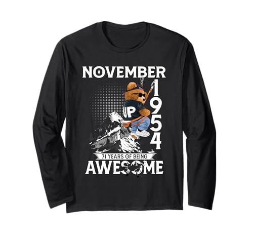 71st Birthday Bear Legends November 1954 71 Years Old Men Langarmshirt von 71 Years Old Awesome Cool Bear Since November 1954