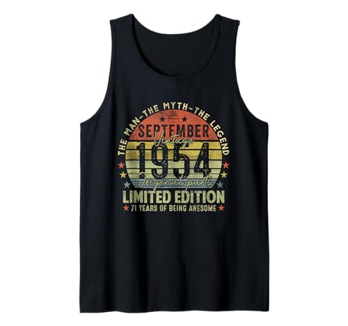 71st Birthday Gifts Vintage September 1954 71 Years Old Men Tank Top von 71 Years Old Awesome Since September 1954 Birthday